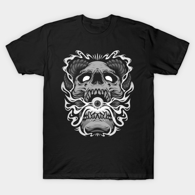 Horned Skull T-Shirt by Deniart